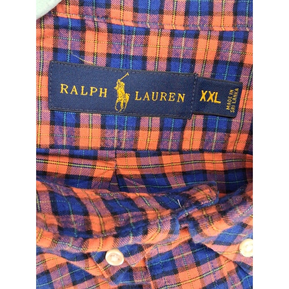 Ralph Laure Polo Men's XXL Button Shirt Plaid Blue and Orange - Picture 4 of 7